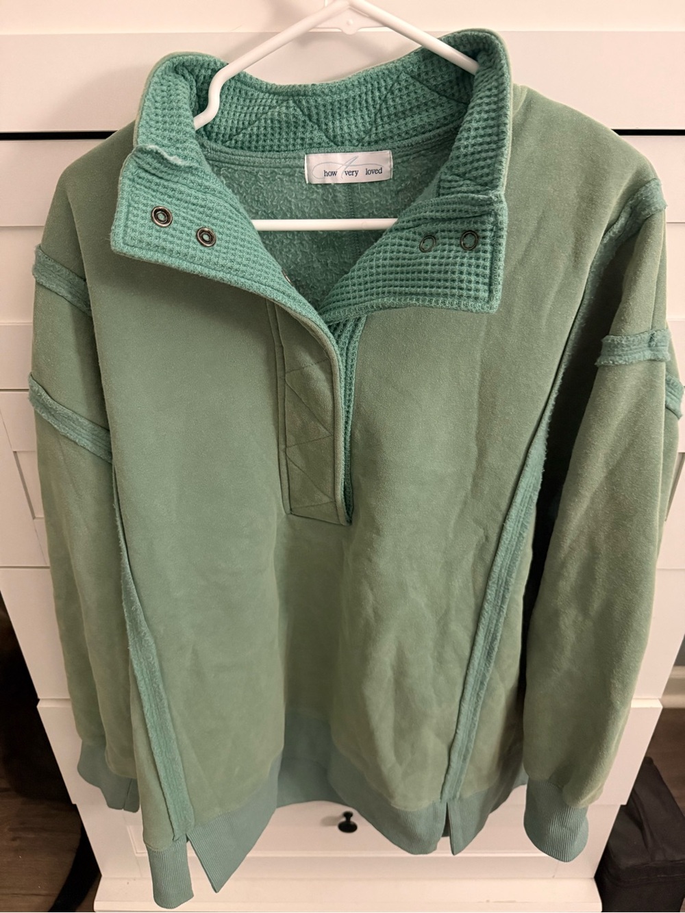 how very loved Sage Green Pullover Waffle Collar Sweatshirt
